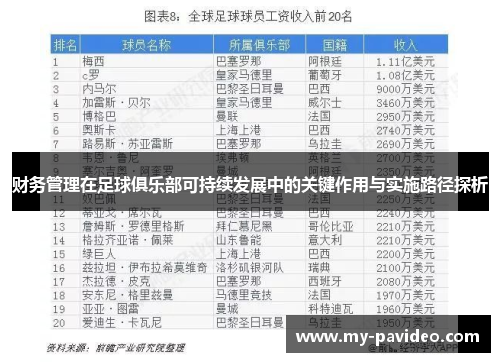 财务管理在足球俱乐部可持续发展中的关键作用与实施路径探析 财务管理在足球俱乐部可持续发展中的关键作用与实施路径探析